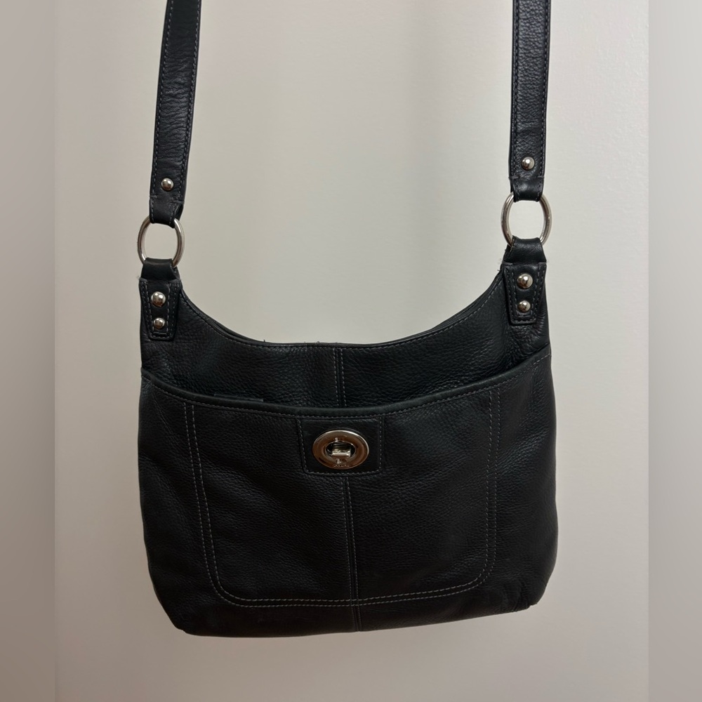 Coach Penelope Black Pebbled Leather Turnlock Hobo